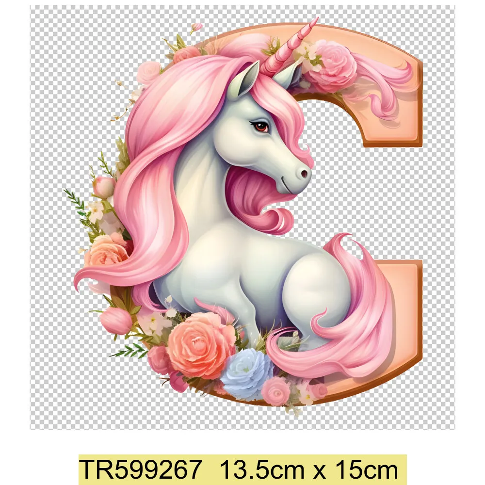 Cute Small Animal Unicorn Patch for Clothing Sticker for Children Girl Cute Unicorn Alphabet DIY Patches Shirt Heat Transfer