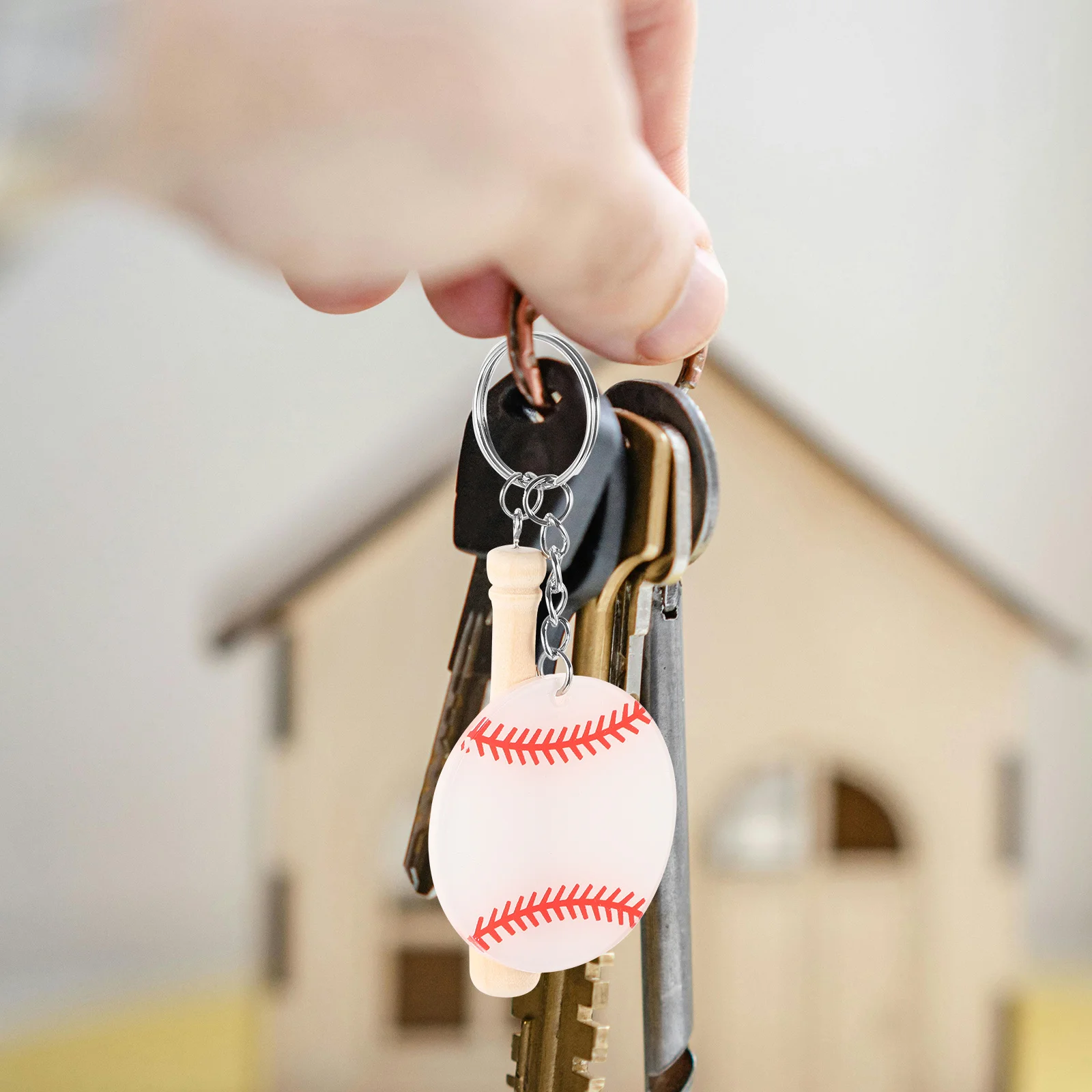 10 قطعة سلسلة مفاتيح البيسبول السلس إنهاء لافتة للنظر حقيبة قلادة ديكور للنساء عشاق الرياضة على ظهره ملحق هدية #2