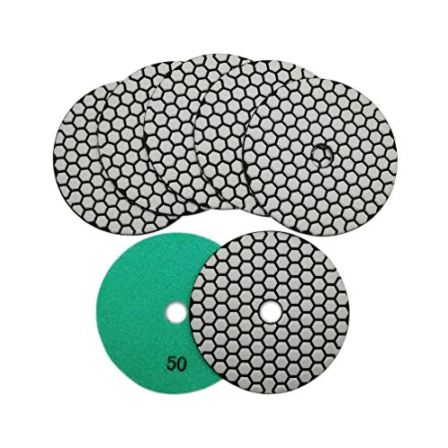 

5 Inch Dry Diamond polishing Pads Grit 50 for Granite Marble Quartz 7-Pack