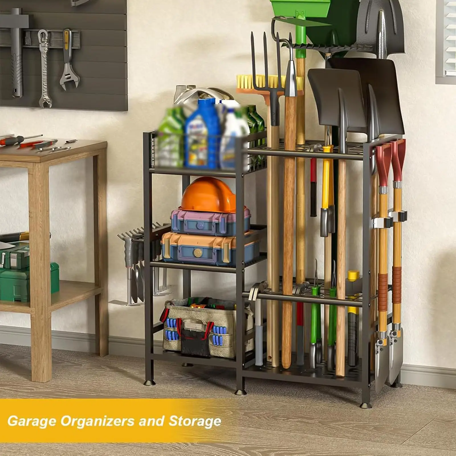 3 Tier Gardening Tool Storage Rack Sturdy for Indoor and Outdoor with Basket