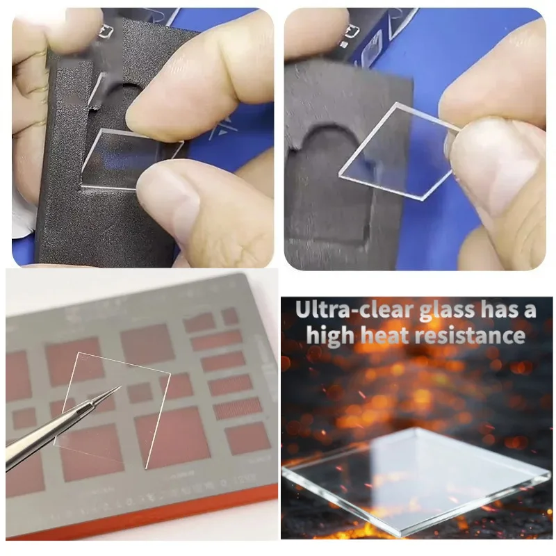 5pcs Lanrui P08 White Glass Tin Gasket BGA PCB Solder Phone Repair Tool Prevents The Steel Stencil Tin Balls To Bulge and Burst
