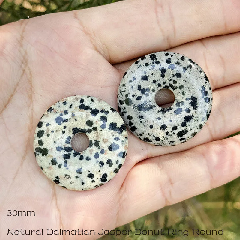 

Donut Ring Dalmatian Jasper Beads,30/40/50mm Natural Stone for DIY Accessories Charm Necklace Bracelet Jewelry Making 1 Pcs