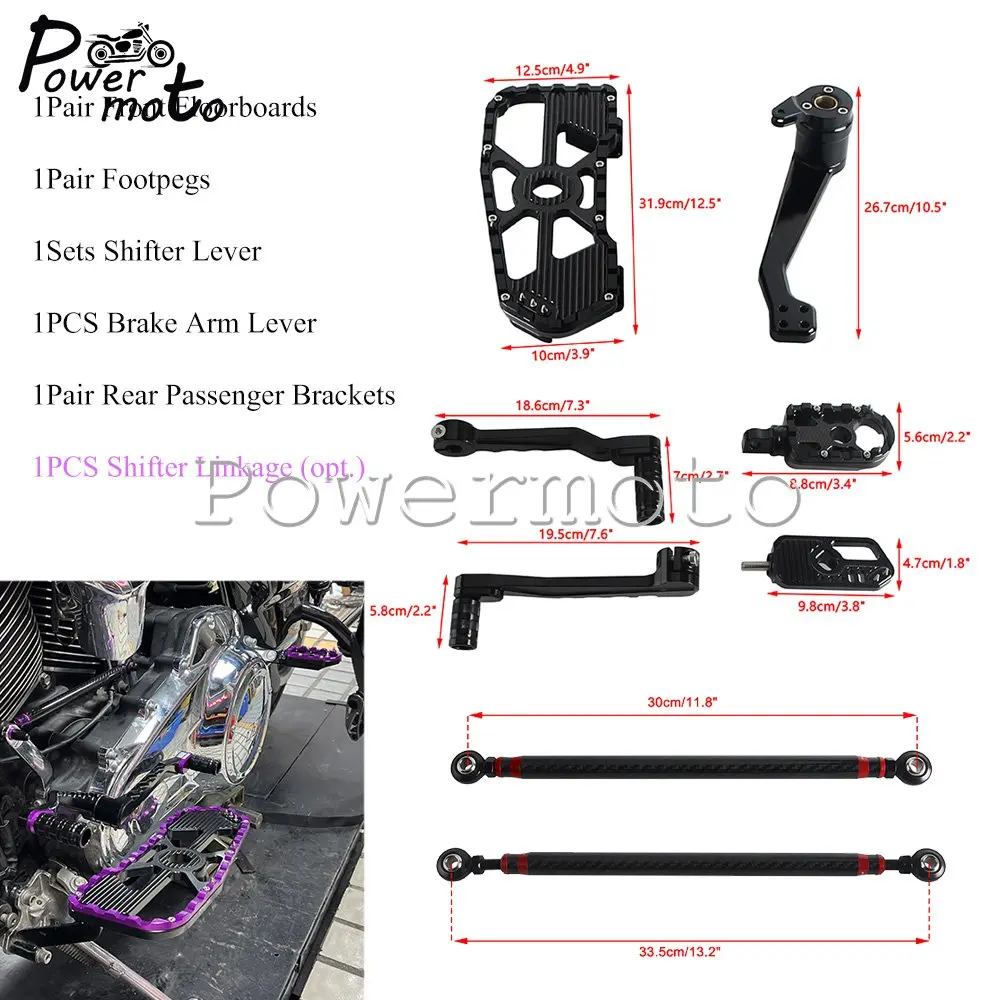 Ergonomic Rubber Free PB Style Footboards Aluminum Footpeg Shifter Brake Arm Lever Kit For Harley Touring Road King FLHRXS FLHR