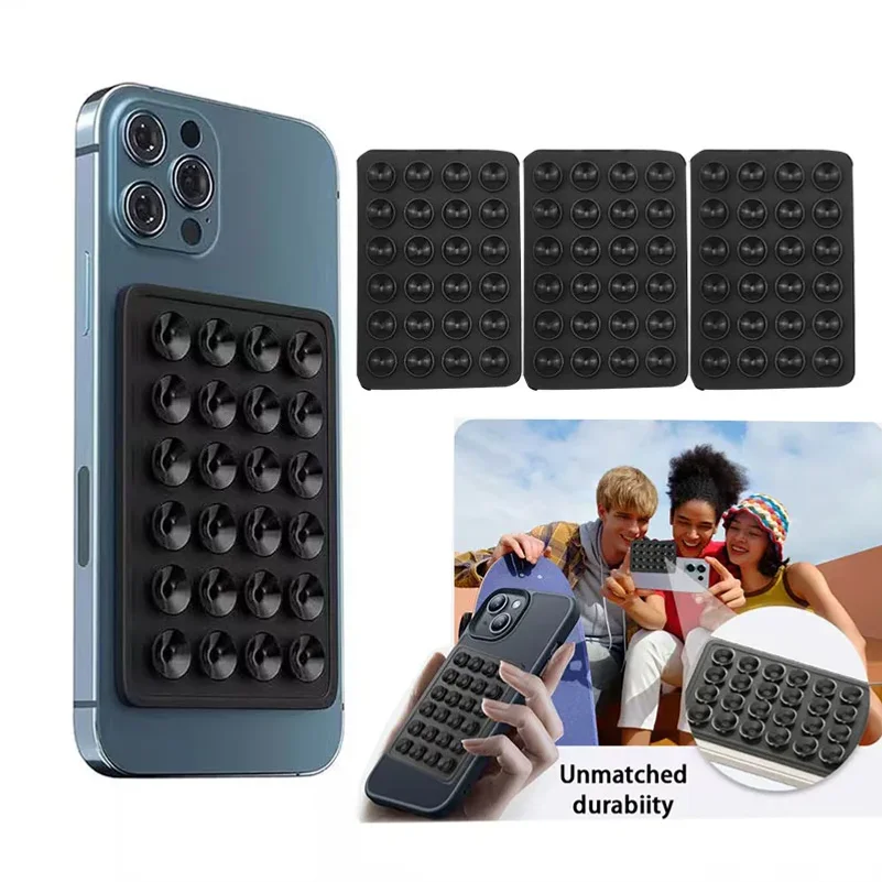 

Silicone Suction Phone Holder Mat Multifunctional Suction Cup Wall Stand Square Anti-Slip Single-Sided Case Mount Back Sticker