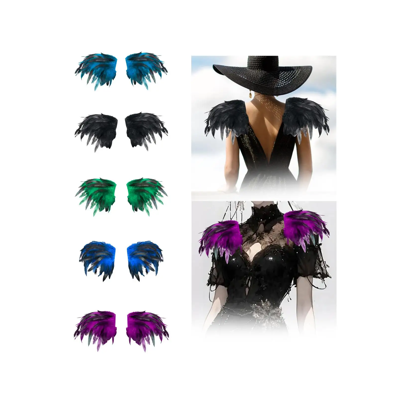 Chal de plumas artificiales gótico en capas, envoltura de hombro de plumas, envoltura de encogimiento de hombros de Halloween para fiesta de graduación, vacaciones, Cosplay, vestido de lujo