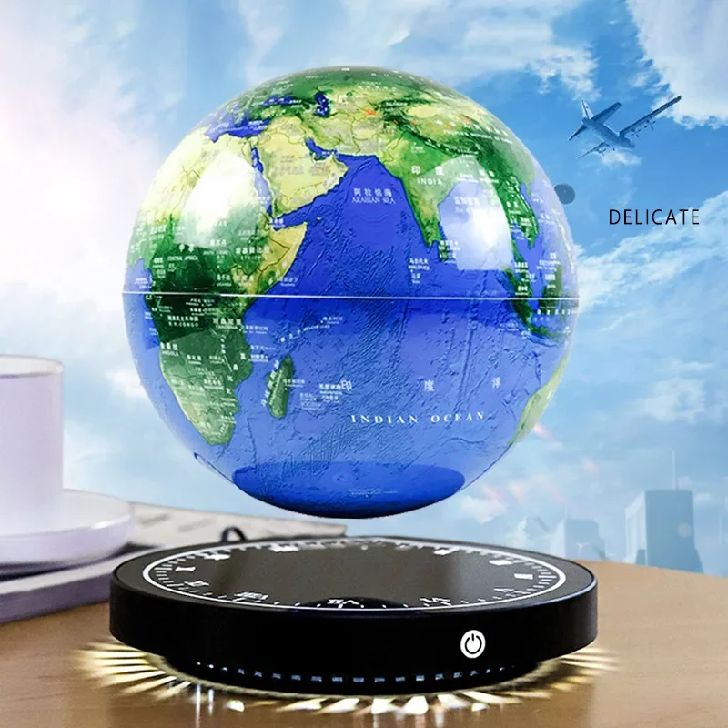 3D smart magnetic levitation globe 6inches auto swivel clock desk lamp decoration black technology teacher teaching student gift