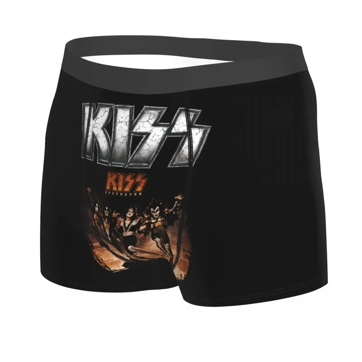 Male Fashion Distressed Grunge Rock Kiss Band Underwear Heavy Metal Music Boxer Briefs Men Stretch Shorts Panties Underpants