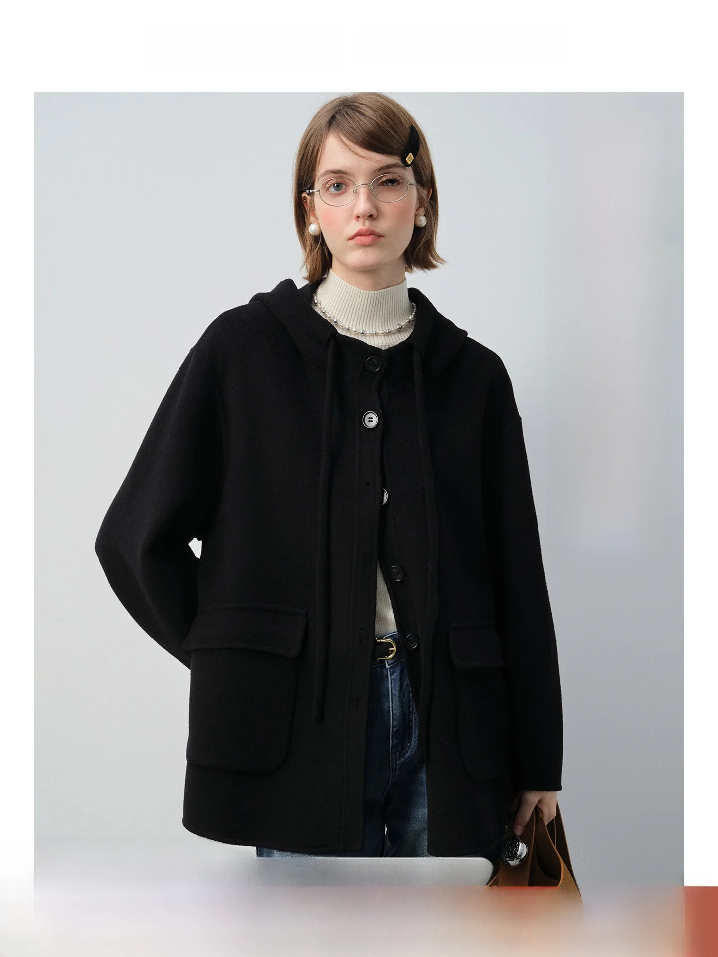 

Женское двустороннее шерстяное пальто Rui больших размеров, короткое, зимнее, для полных женщин, повседневное, для поездок на работу