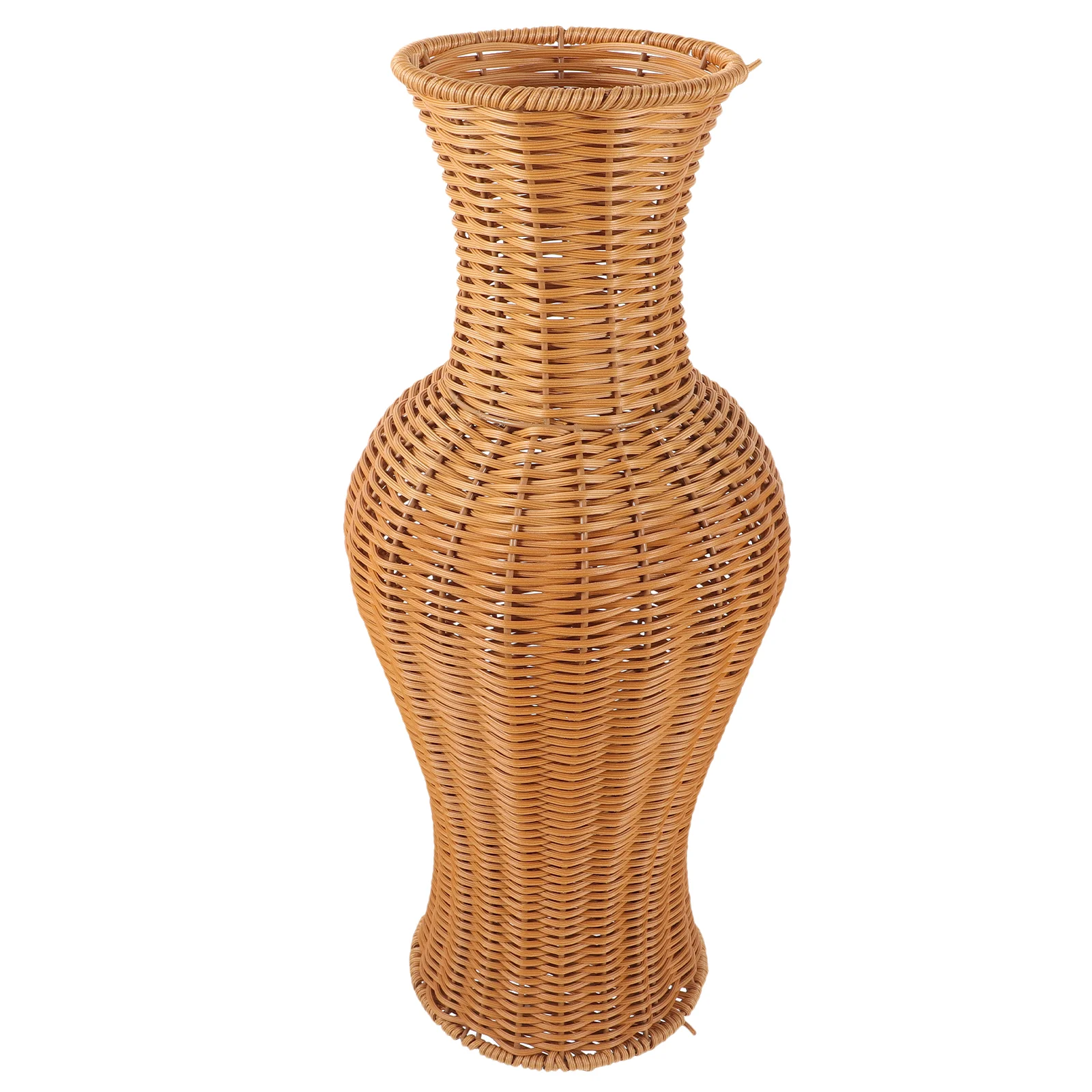 Simple Elegant Simulation Flower Vase Woven Plastic Basket Tall Fake Rattan Holder Decorative Pot Craft Bottle Home Decor Vases