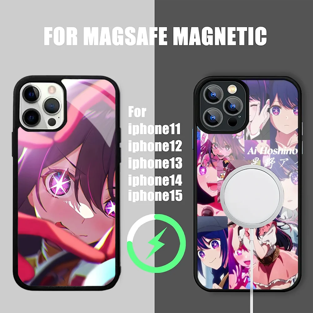 Oshi No Ko Anime Ai Hoshino Phone Case IPhone 15 14 13 Pro Max 11 12 Mini Alex Mirror Magsafe Wireless Charging Cover