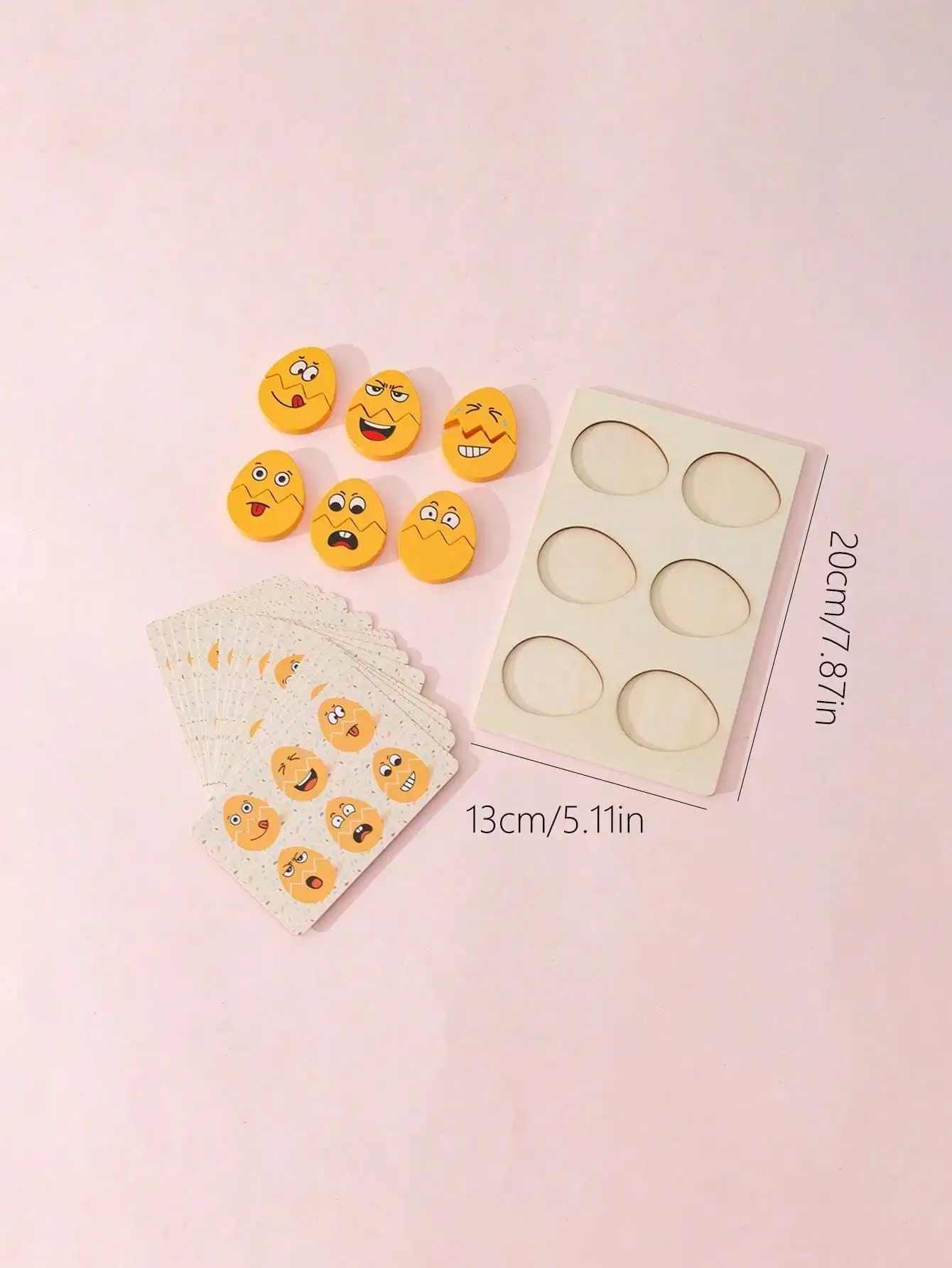 1개 만화 달걀 이모티콘 패턴 나무 퍼즐 보드 장난감 매칭 카드 포함 재미있는 페어링 게임 3세 이상 어린이용