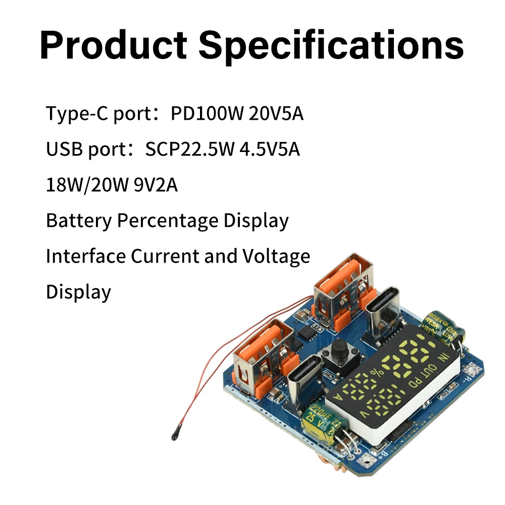 PD100W Bidirectional Boost Buck Fast Charging Module 20V 5A High Power Input Output for Lithium Battery Fast Charging