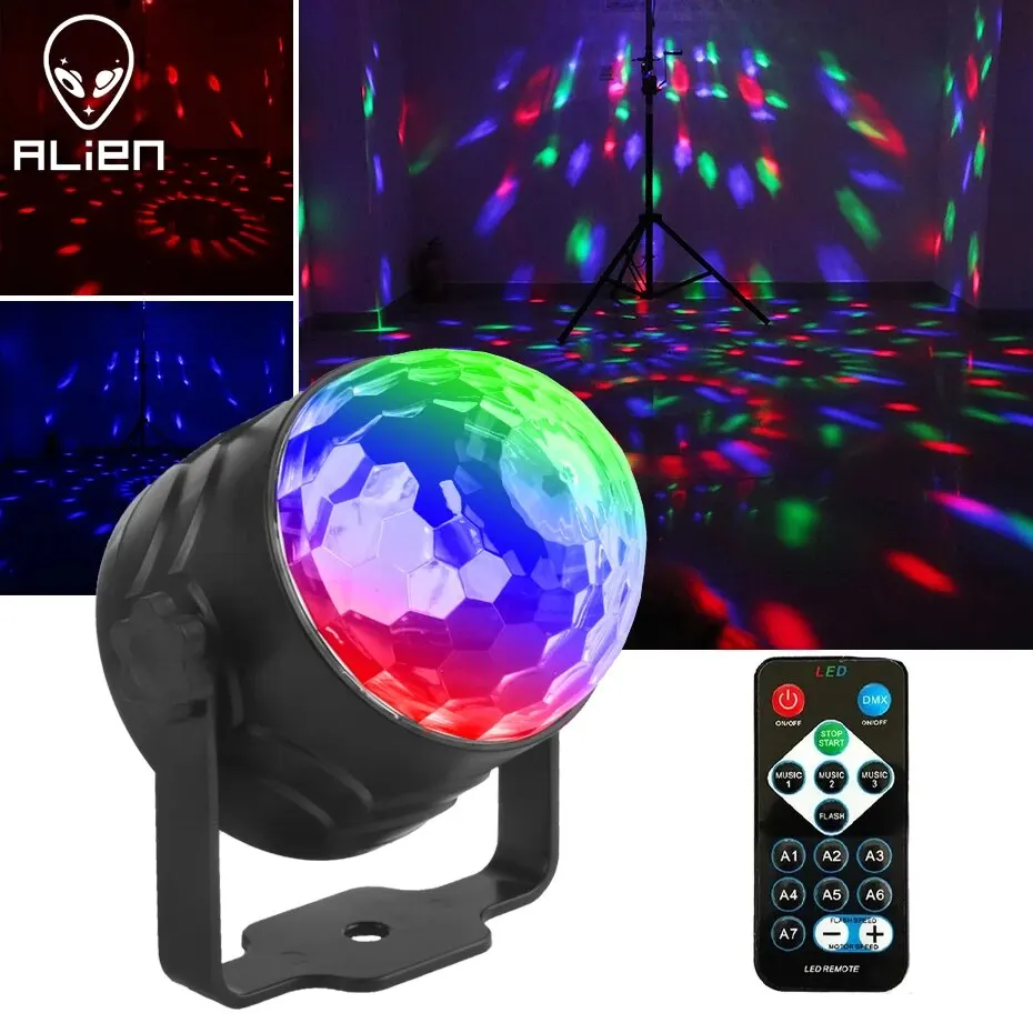 ALIEN RGB Rotierende Magische Disco Ball Licht Sound Aktiviert DJ Strobe Party Hochzeit Tanz Weihnachten Geburtstag Hochzeit Show Lampe