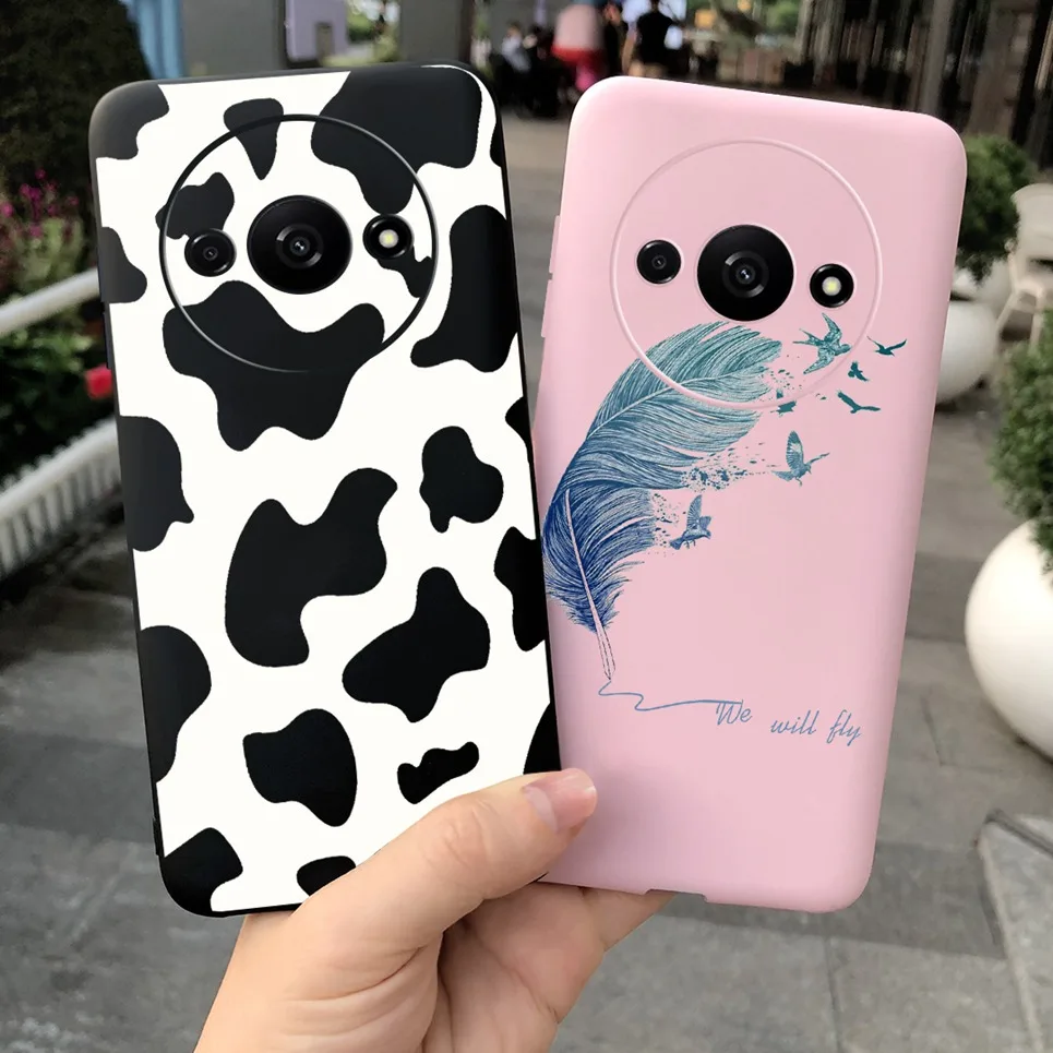 For Funda Xiaomi Redmi A3 Mi A3 Case Black Cat Moon Night Fashion Coque Matte Silicone Soft Cover For MiA3 RedmiA3 A 3 Bumper