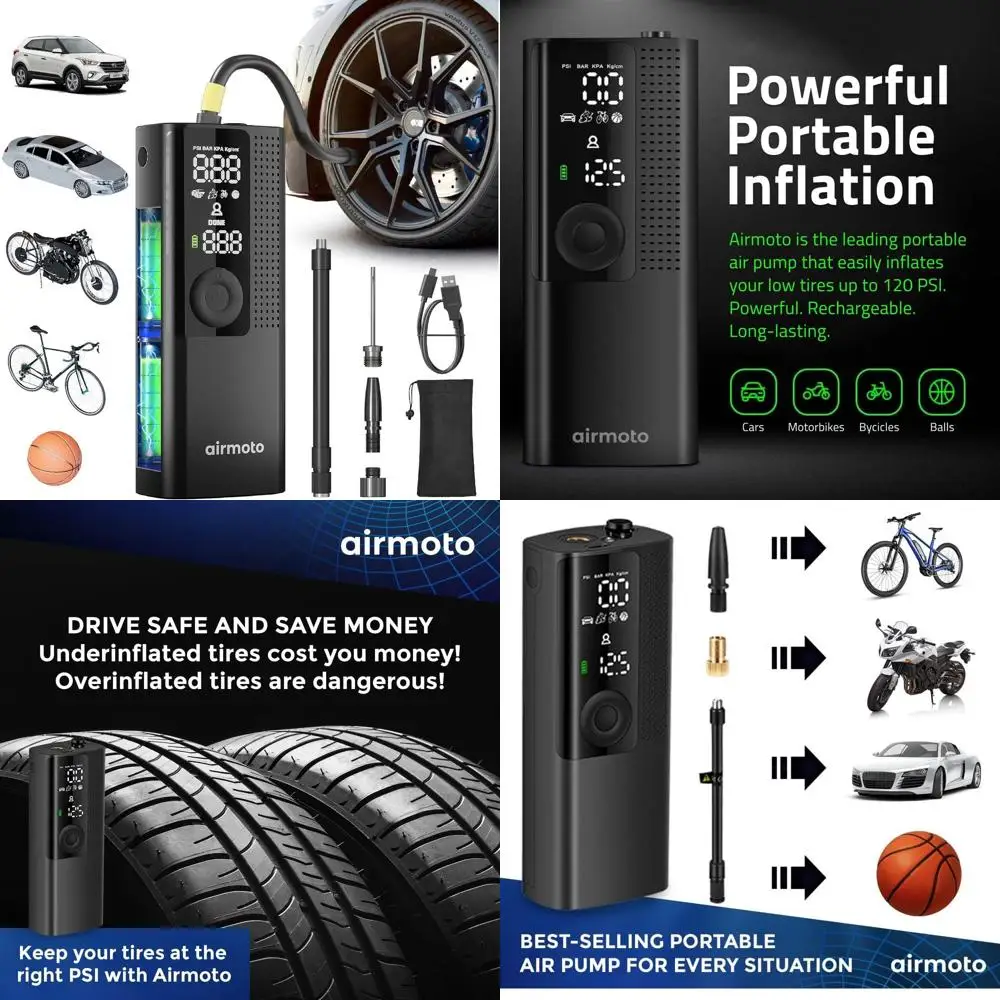 

Портативный воздушный компрессор для накачивания шин — воздушный насос для автомобильных шин с цифровым манометром, светодиодной подсветкой и функцией автоматического отключения