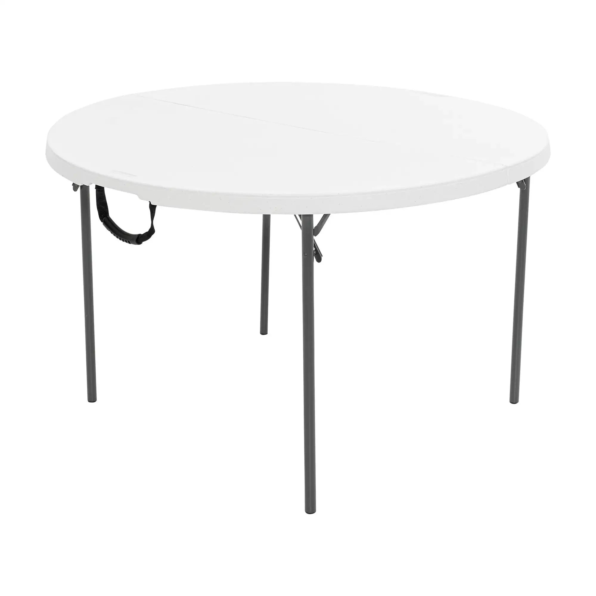 

48 inch Round Fold-In-Half Table, Indoor/Outdoor Essential, White Granite (280064)