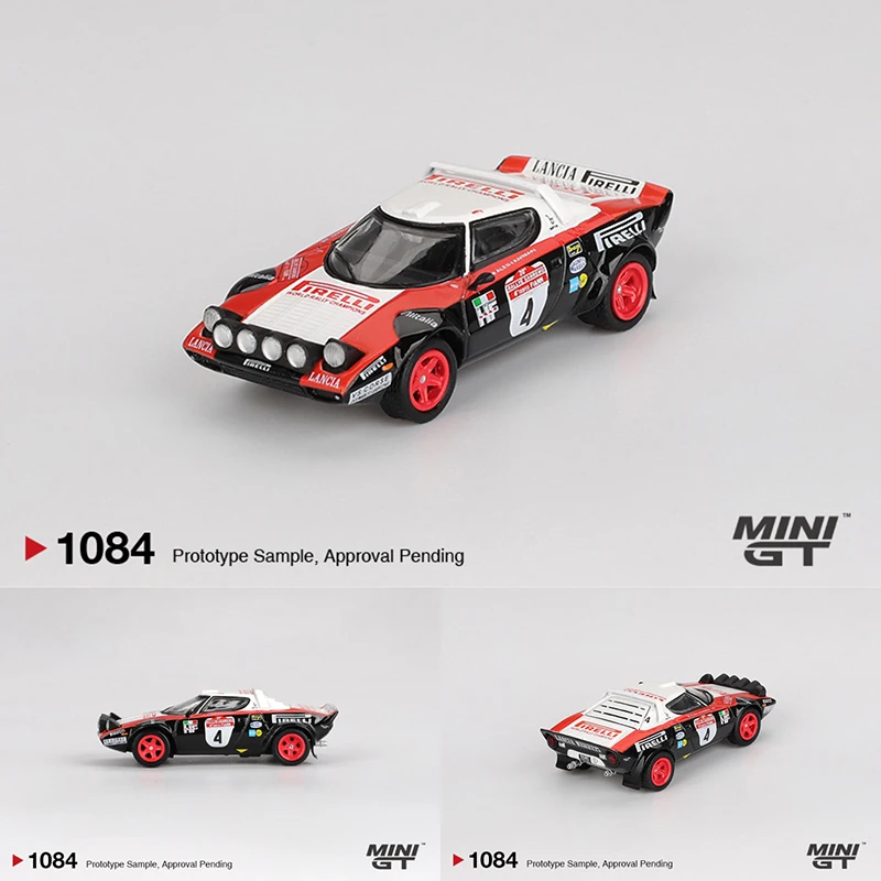 

Предпродажа MINIGT 1084 1:64 Lancia Stratos HF # 4 1978 Rally Sanremo Winner, литая под давлением модель автомобиля, коллекция игрушек