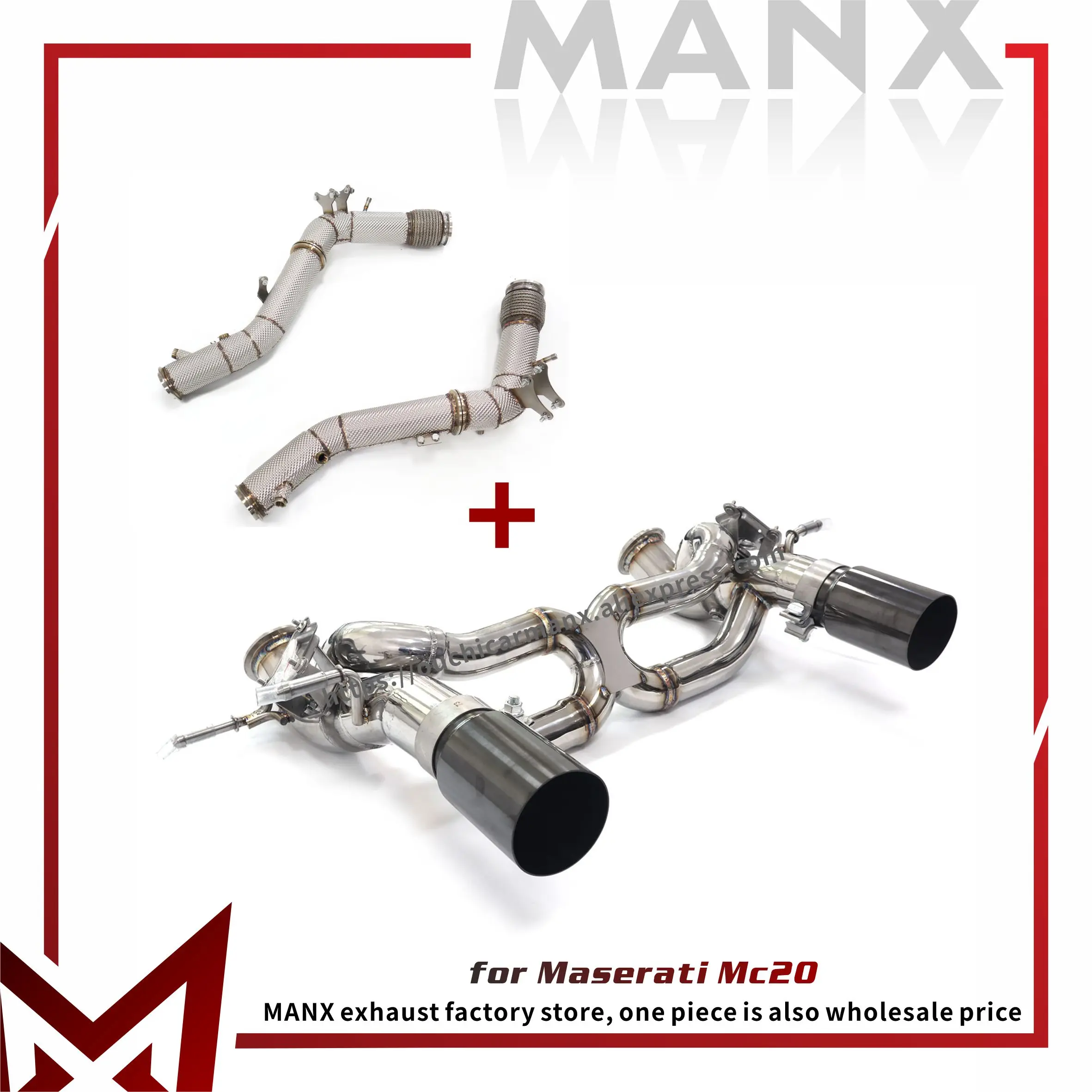 

MANX Catback Downpipe for Maserati MC20 Stainless steel OEM Valve heat shield Bolt direct installation Exhaust system