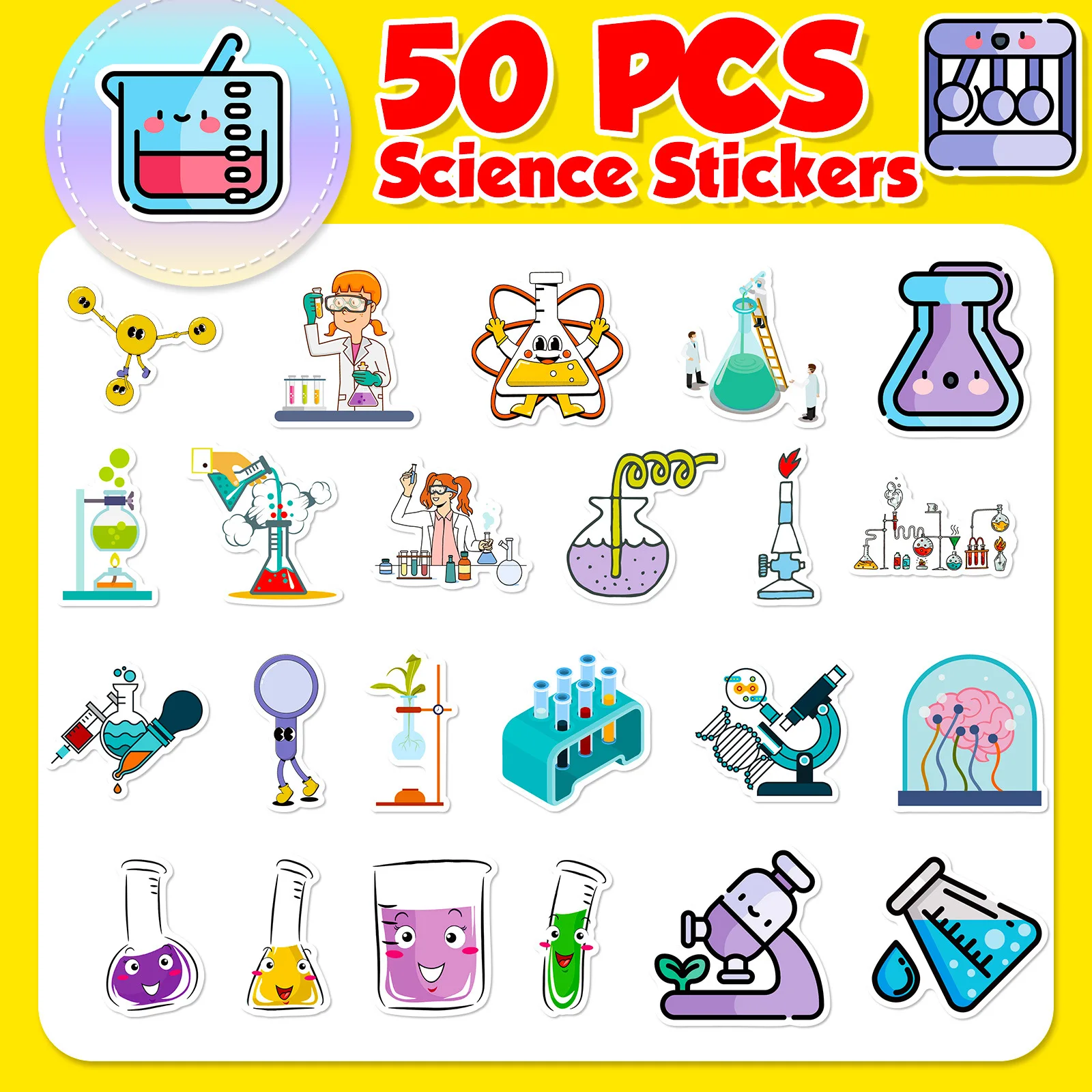 10/25/50pcs Chemistry Laboratory Graffiti Stickers for Teaching Phone Laptop Guitar Helmet Travel Luggage Skateboard DIY