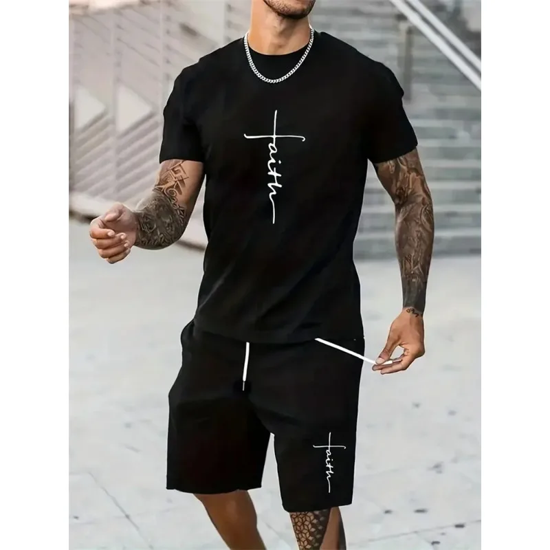 Thin ventilated men two-piece outfit, ice cooling material rapidly reduces heat, avoid stuffiness during hot summer days.