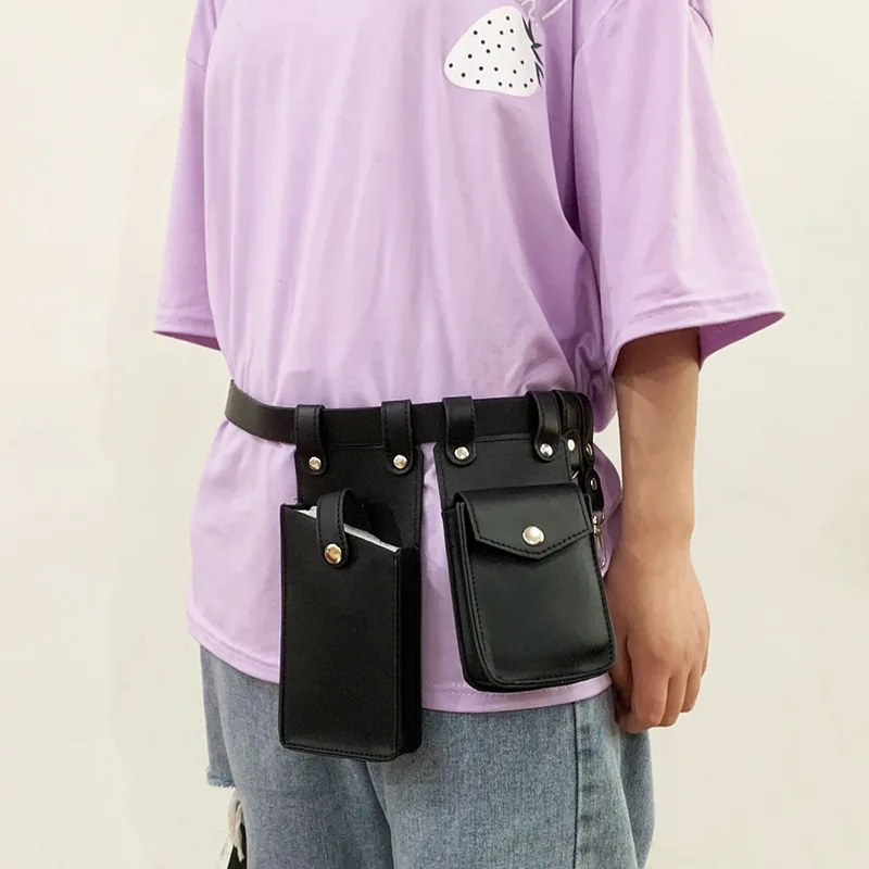 Zwei Stück Lokomotive Paket Neue Telefon Taschen Weibliche Umhängetasche Modische PU Gürtel Taille Tasche Trendy Umhängetasche – Detail 1