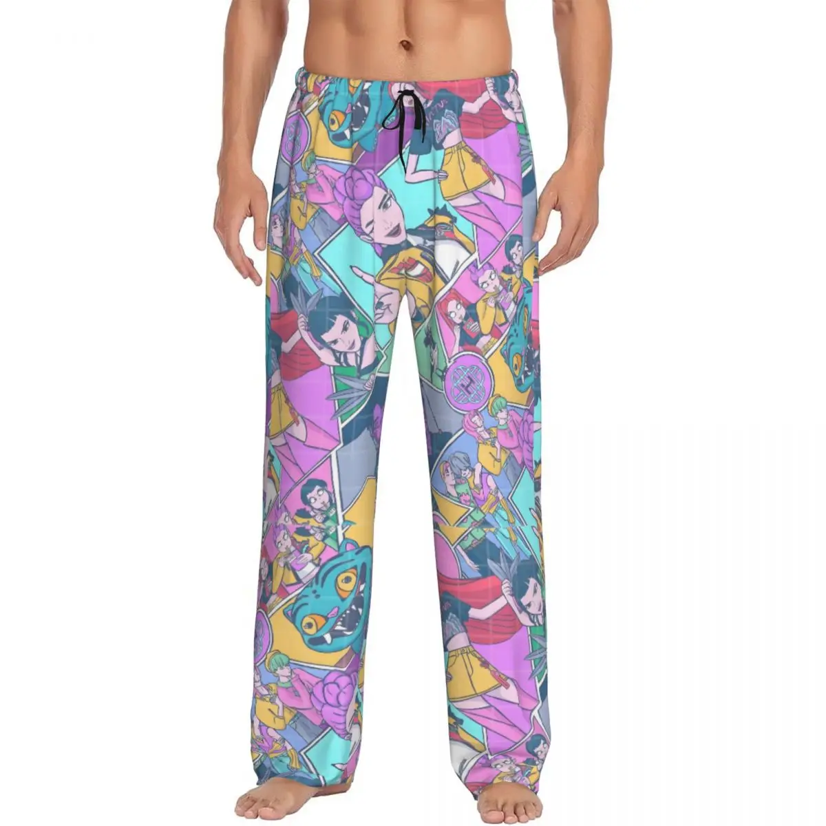 

Custom K-KPop D-Demon H-Hunters Poster Pajama Pants for Men Anime Cartoon Lounge Sleep Stretch Sleepwear Bottoms with Pockets