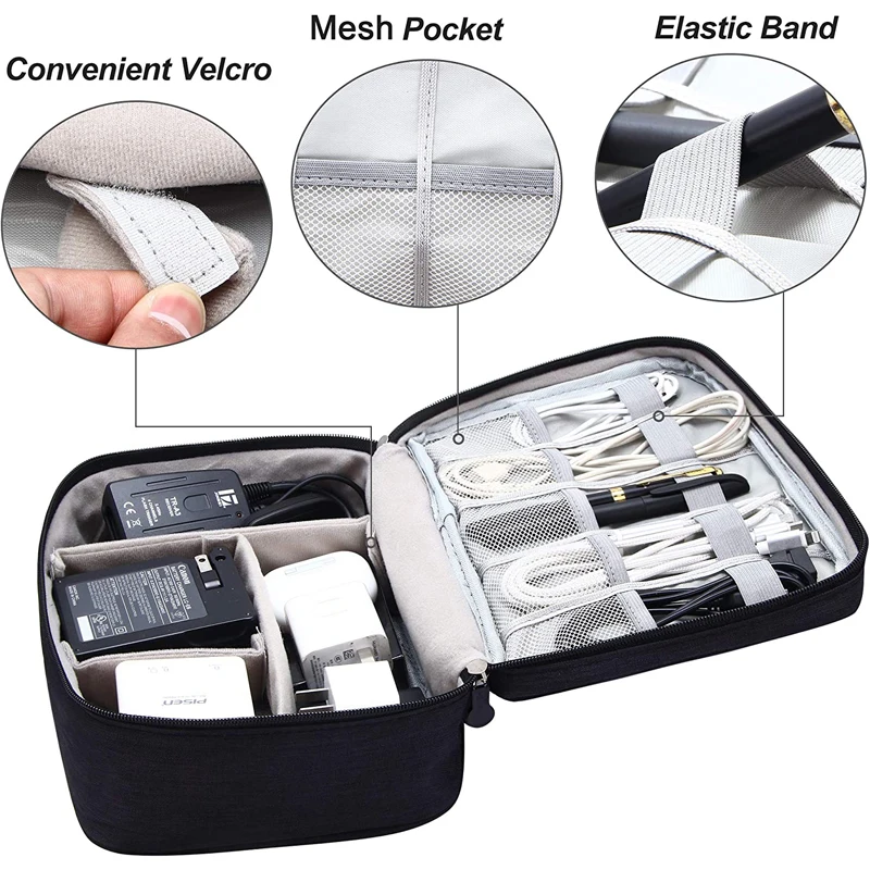 Portable Digital Storage Bag USB Line Charger Plug Waterproof Cable Organizer Pouch Travel Electronics Devices Accessories Pack