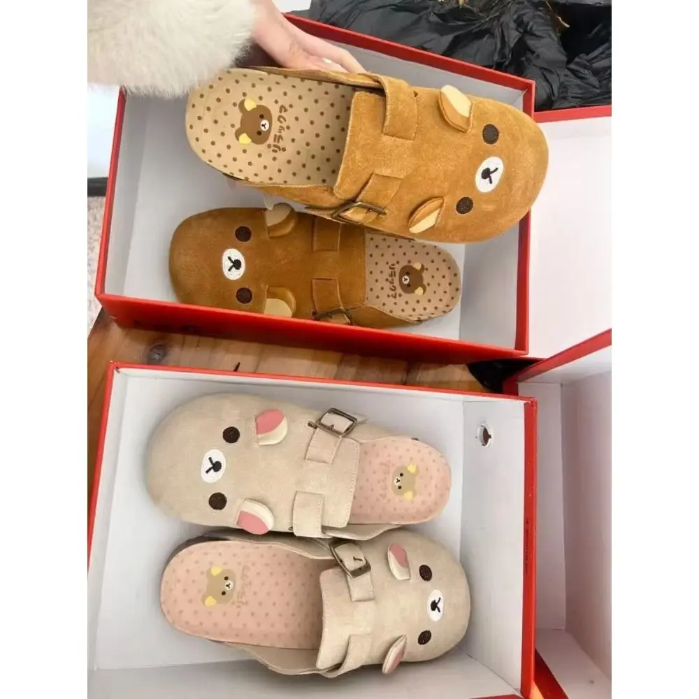 Nouvelles pantoufles Rilakkuma pour femmes à semelle épaisse, rehaussantes, style rétro, inspirées de l'anime et du dessin animé, mignonnes