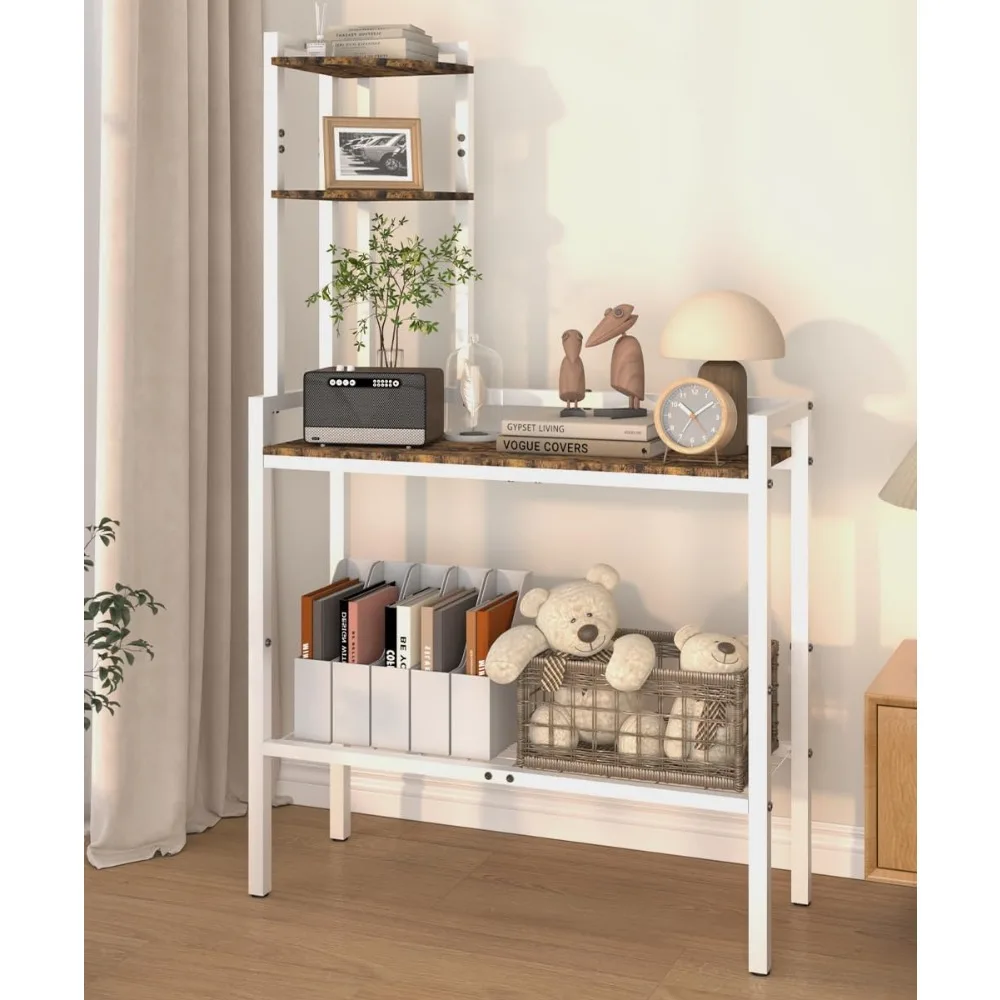 

4 Tier Corner Storage Rack Tall Metal Freestanding Plant Bookshelf for Bedroom Living Room Office White