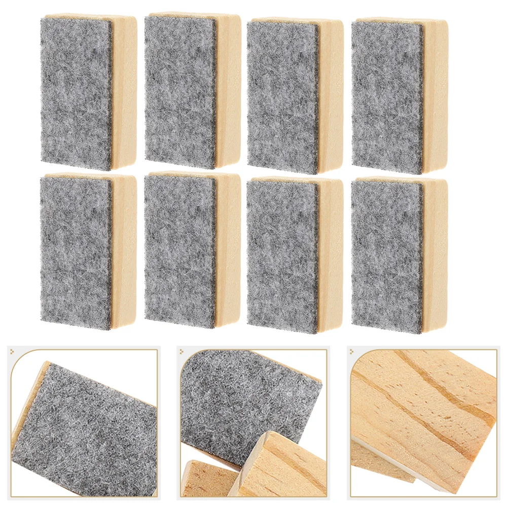 10 Pcs Small Blackboard Eraser Chalkboard Wiper Mini White Erasers Dust Free Wooden Felt School Classroom