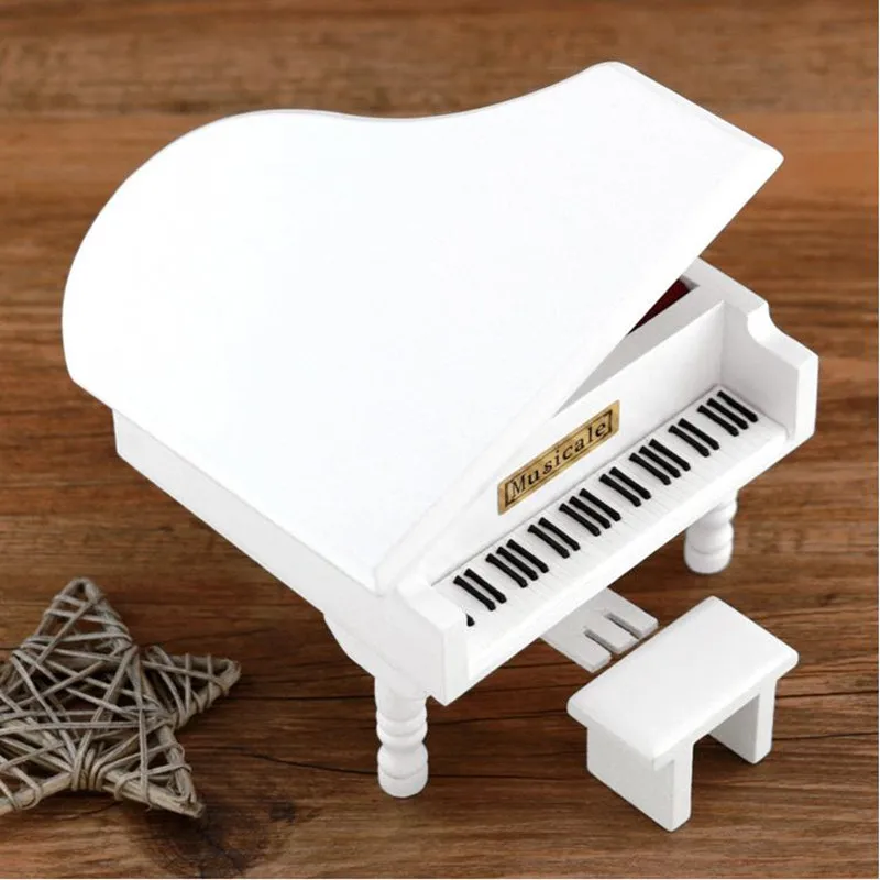 Decor Music Boxes Mini Constellation Hand cranked Wooden Simulated Piano Golden Movement Music Box Creative Gift