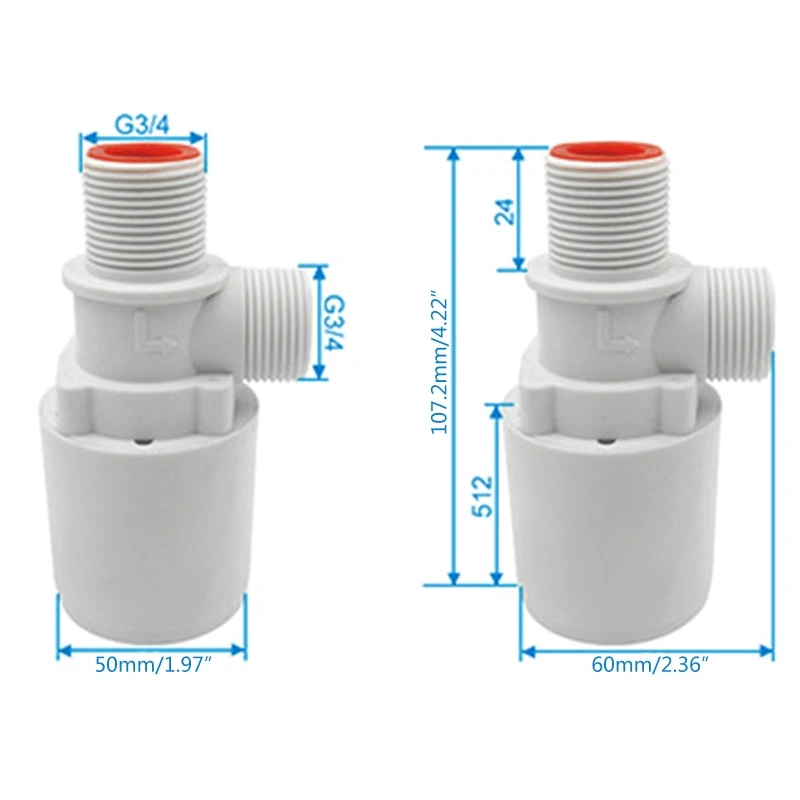 Control automático nivel agua rosca macho 3/4 "para torre válvulas, bola flotador tanque para válvula