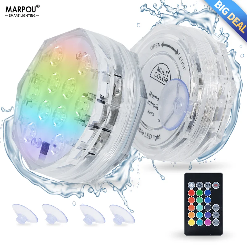 IP68 Underwater Decorative Light RGB Remote Control Battery Operated Diving Light Swimming Pools Fishing Tank Light Living Room