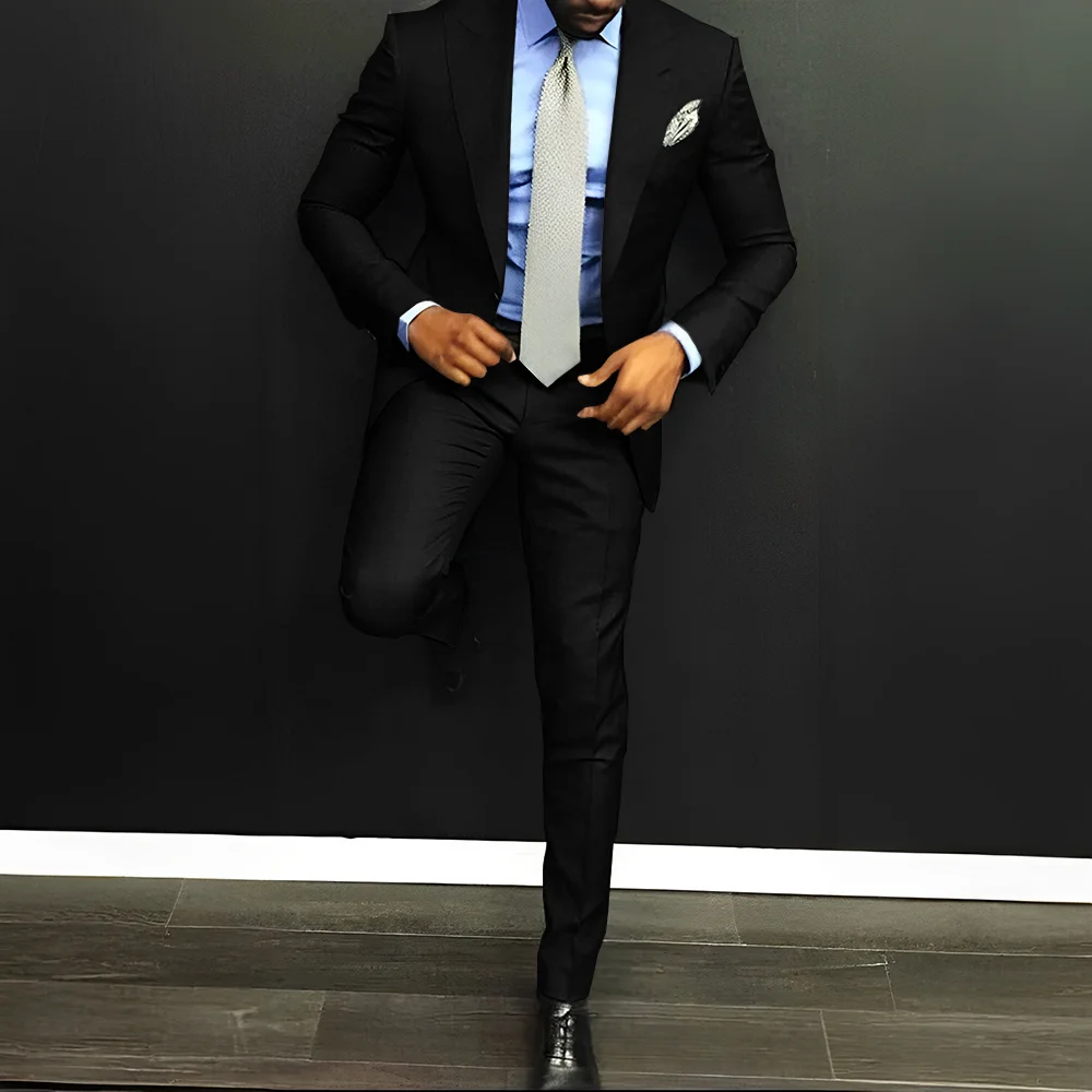 Men's Business Suit 2 piece Suit Formal Office Work Clothes Slim Fit Jacket Pants Wedding Groom Tuxedo XS-5XL