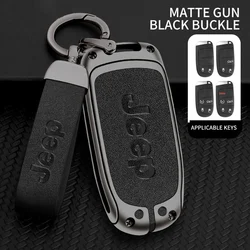 Zinc Alloy Leather Car Key Cover Case Fob for Jeep Renegade Compass Grand Cherokee for Chrysler 300C Wrangler Car Accessories