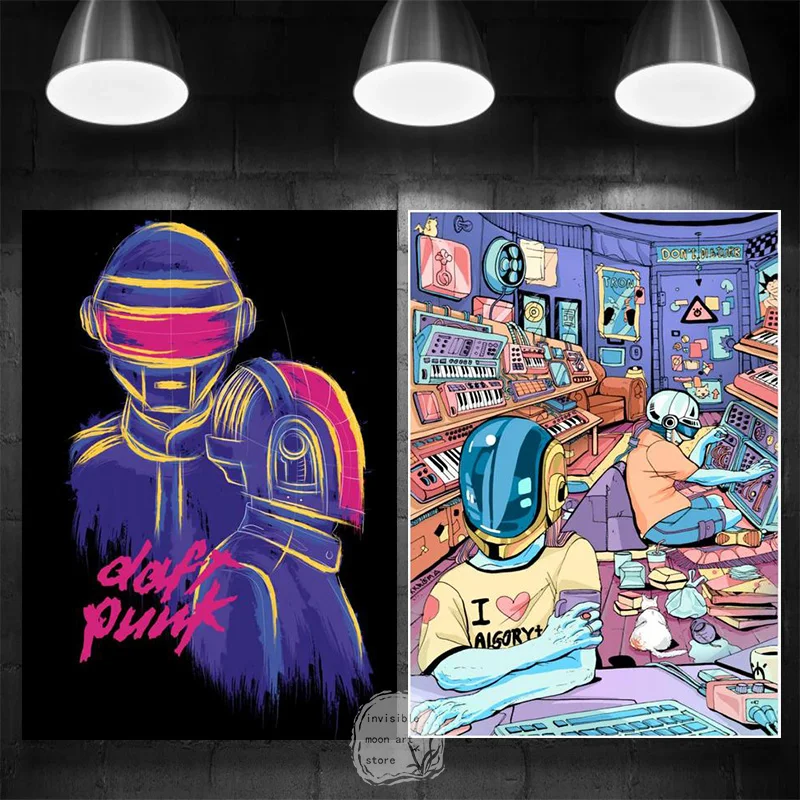 Daft Punk The Weeknd Starboy Hip Hop Music Album Manga Art Posters Canvas Painting Wall Art Print Pictures Modern Home Bar Decor