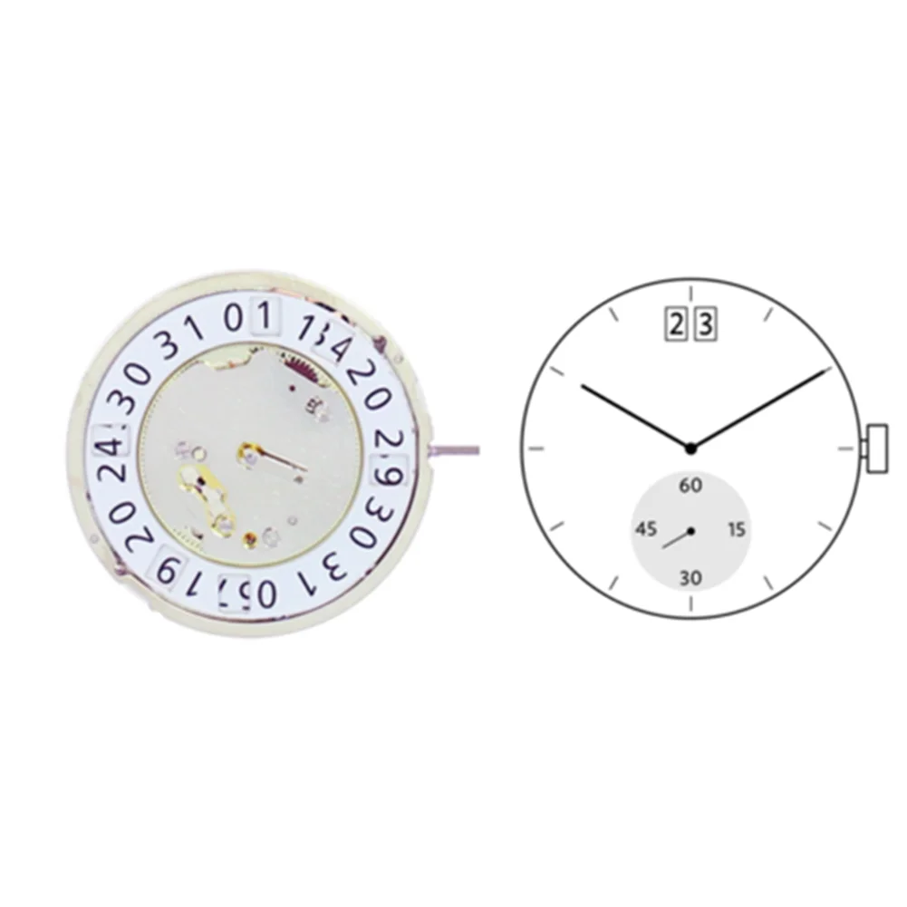 

26mm 2-Hand Quartz Watch Movement w/ Battery Single Calendar Date At 12 Replacement Spare Parts for Ronda 6004B 6004.B