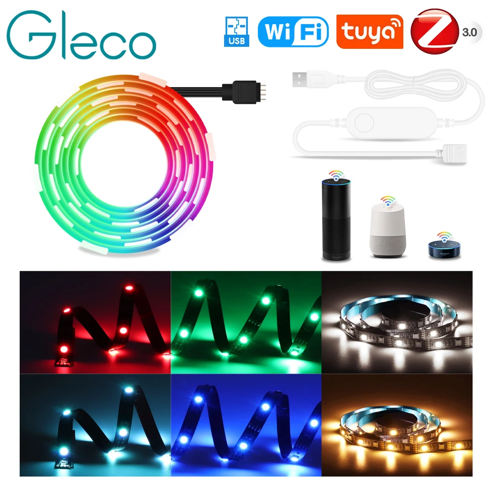 Tuya Wifi Usb Led Lamp Zigbee Led Strip Light 5V RGB RGBW RGBWW Smart Life Tape TV Backlight Works With Alexa,Google Assistant