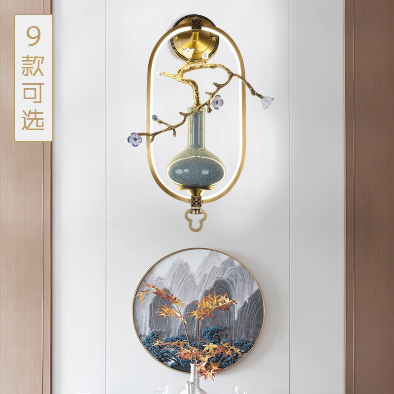 Chinese Style Light Luxury Hotel Hall Houses Sitting Room Corridor Study Bedroom Whole Copper Wall Lamp