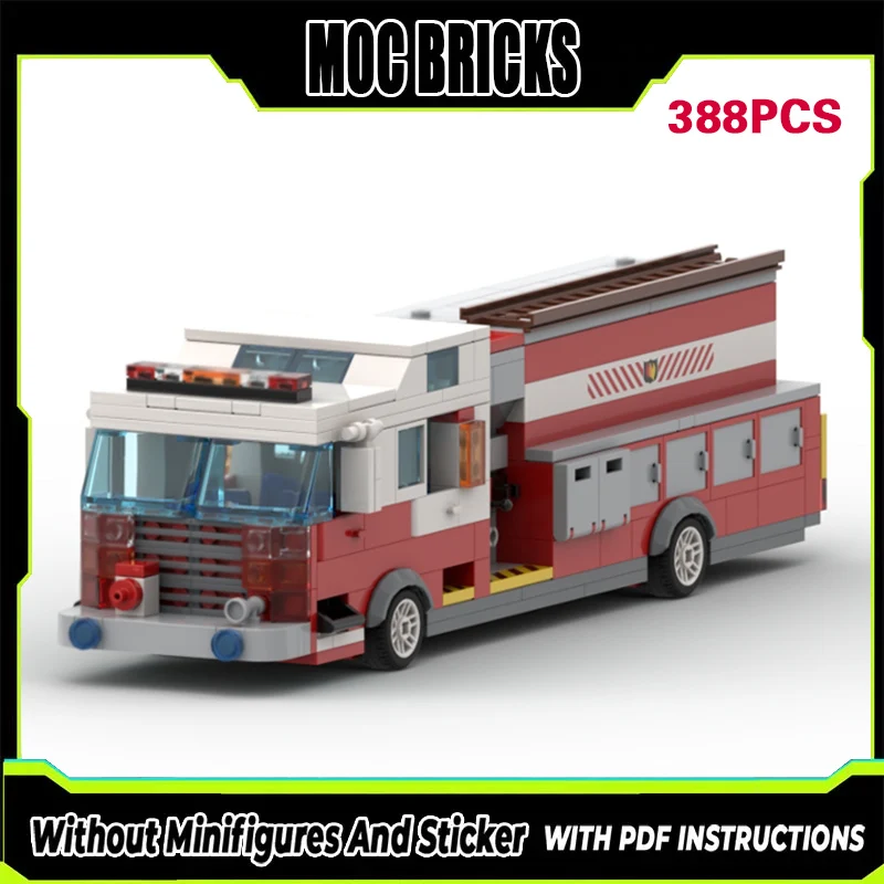 

Urban Rescue Vehicles Model MOC Building Bricks Ladder Fire Engine Modular Technology Children Holiday Gifts Assemble Toys Suit