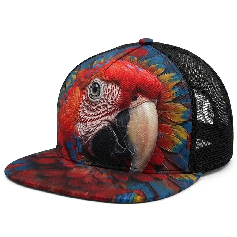 Parrot Custom Baseball Caps Polly Chirpy Chatty Feathers Rainbow Whistler Gifts Hip Hop Hat Trucker Breathable Adjustable Unisex 4