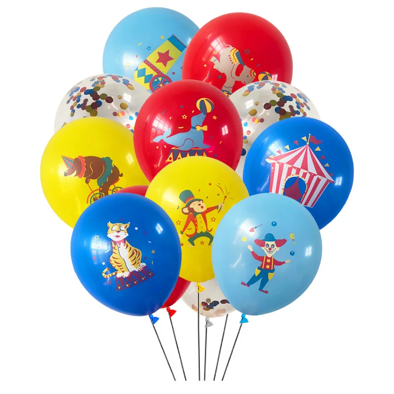 Circus Theme Birthday Party Balloon, Clown Magic Latex Balloons Set, Carnival Party Scene Decoration, 10Pcs per Lot