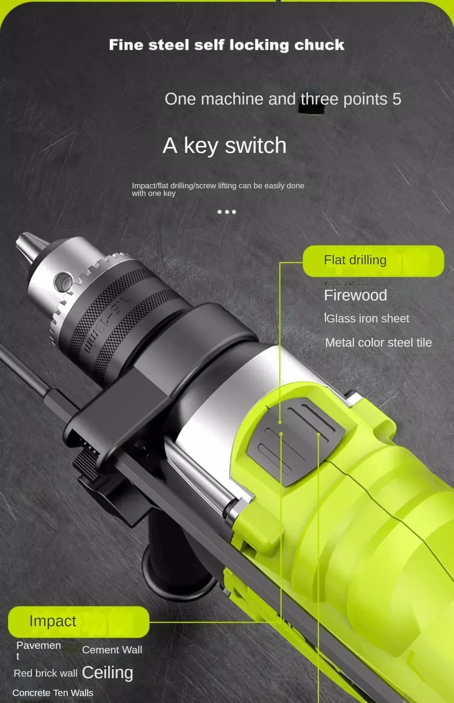 220V Powerful Electric Drill with Screwdriver and Impact Drill for Home Use