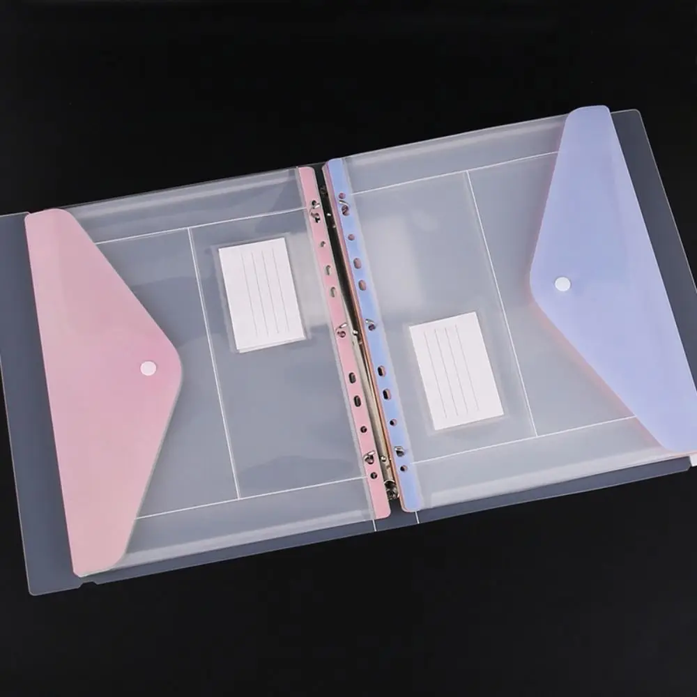 Bolsa de archivo transparente de hojas sueltas, organizador de archivos, bolsillos para carpetas de alta capacidad, bolsa para documentos con cierre de botón de negocios