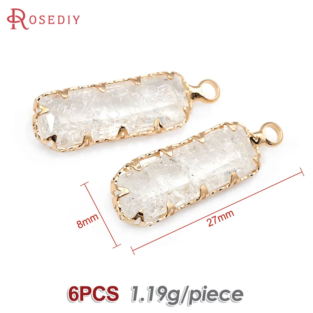 6PCS 18K Gold Color Brass Rectangle Charms Pendants High Quality Necklace Earrings Jewelry Accessories Rosediy Official Store