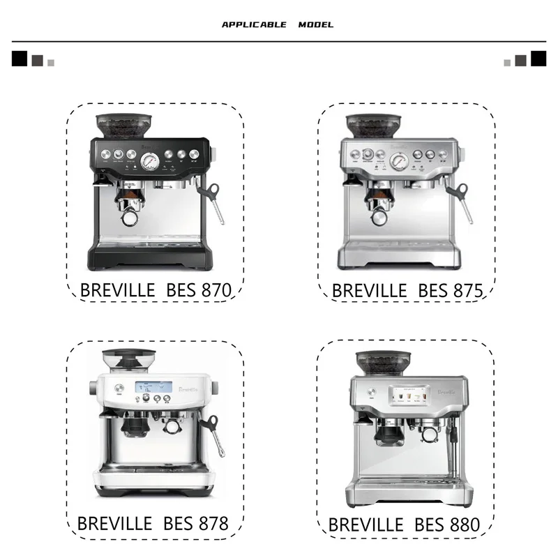 Stainless Steel Coffee Portafilter for Breville, Stainless Steel, Spout, Handle Filter, BES870, 875, 878, 880, 54mm