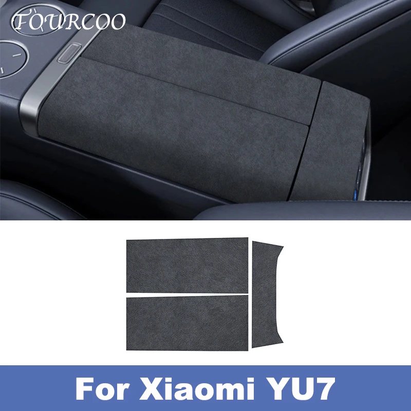 

For Xiaomi YU7 2025 2026 Central Control Armrest Box Cover Suede Decoration Sticker Alcantara Interior Accessories