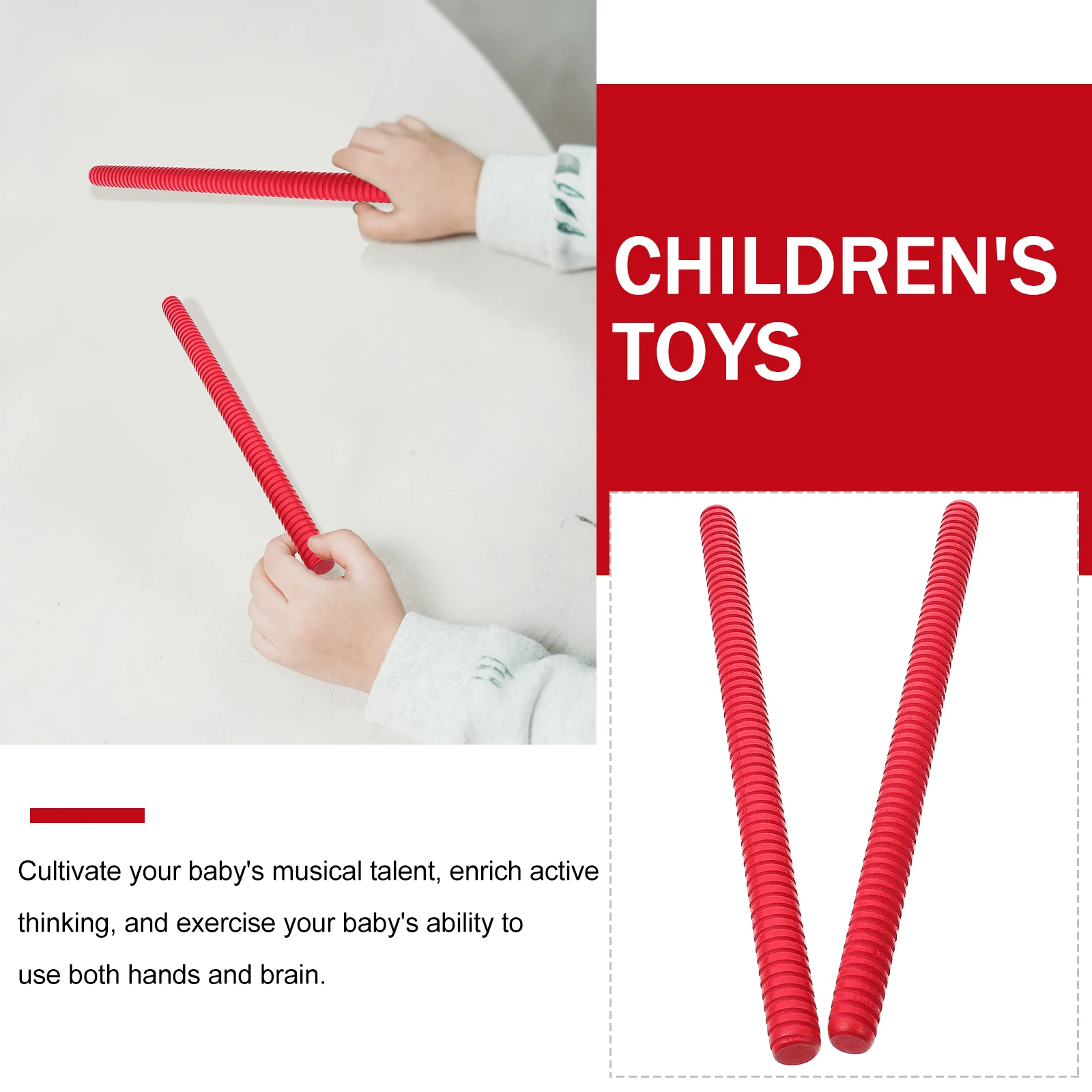 

2pcs Rhythm For Red Classical Wood Claves Percussion Instrument Natural Hardwood Stick Musical Talent Development Tool