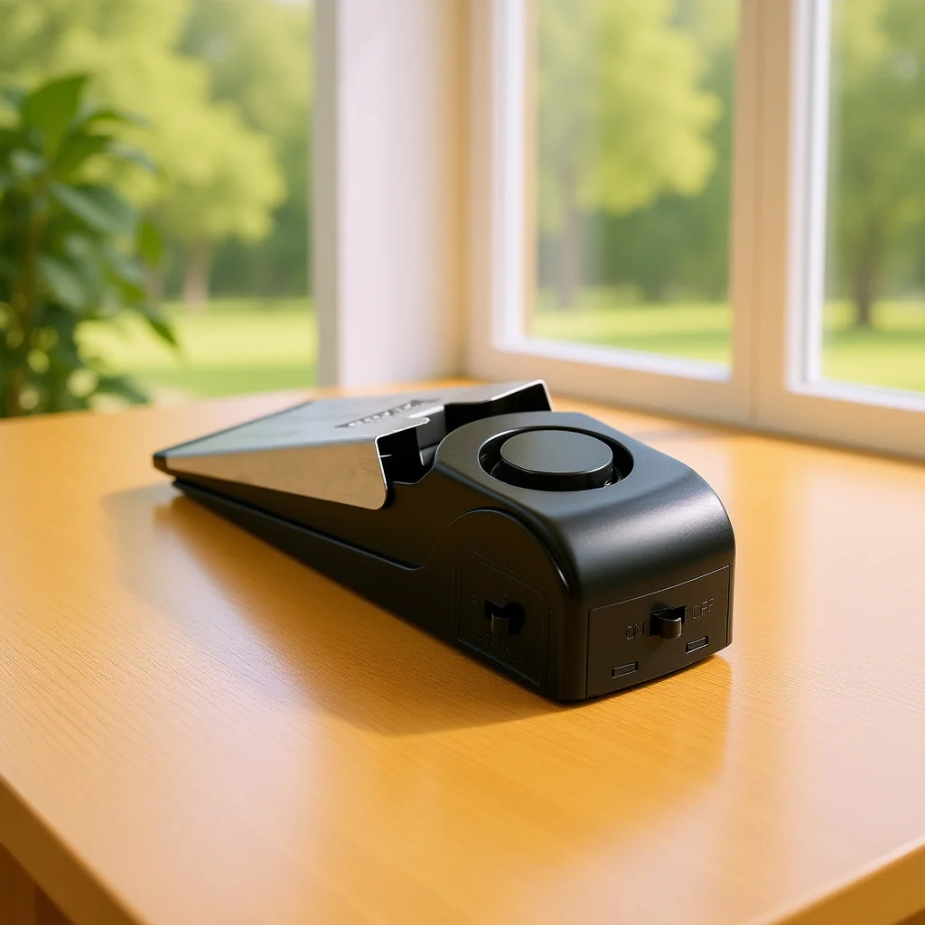

120db Door Stopper Alarm Black Metal Door Stop Home Security Loud Triggered Alarm for Office and Travel Security
