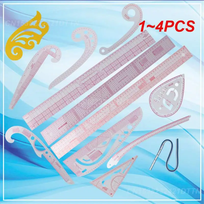 1~4PCS Fashion Design Rulers For Fabric Sewing Measure Metric Ruler Multi-function Ruler Cutting French Curve Ruler